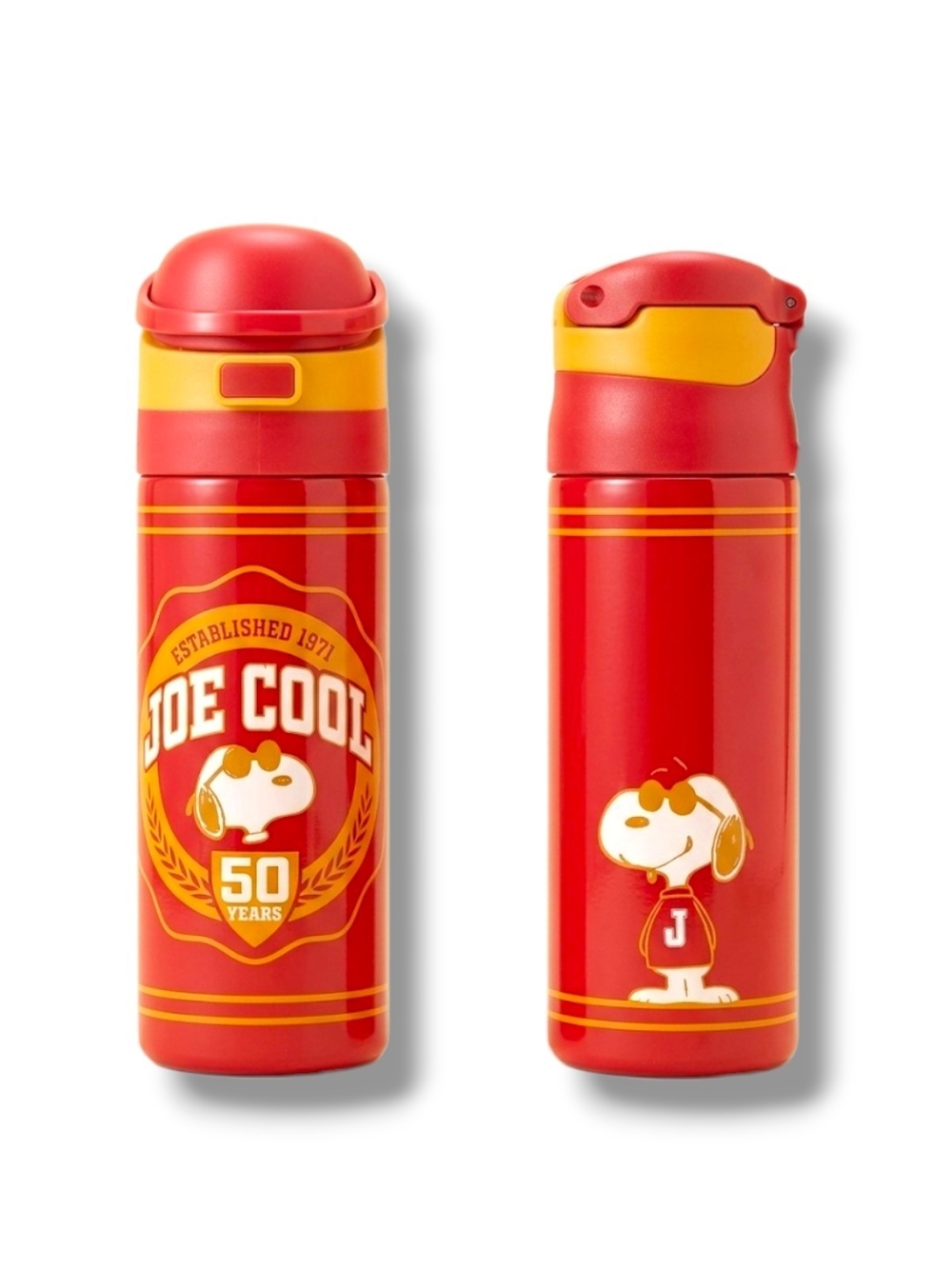 Snoopy Joe Cool 50 YEARS Red and Yellow  Stainless Steel Bottle by PEANUTS